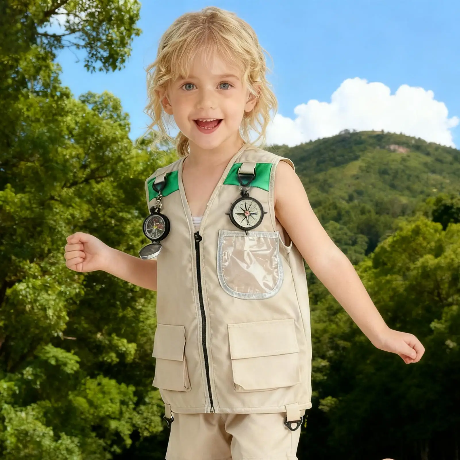 Kids Fishing Vest Sleeveless Costume Jacket Outdoor Vest For Park Zoo Camping Hiking Exploration Trekking Outdoor Activity Role