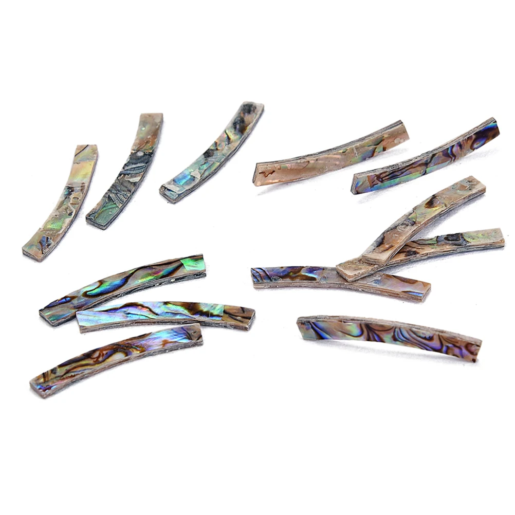 

12pcs Paua Abalone Curved Strips Natural Shell Guitar Sound Hole Rosette Decals Easy Apply Remove Electric Acoustic Guitars