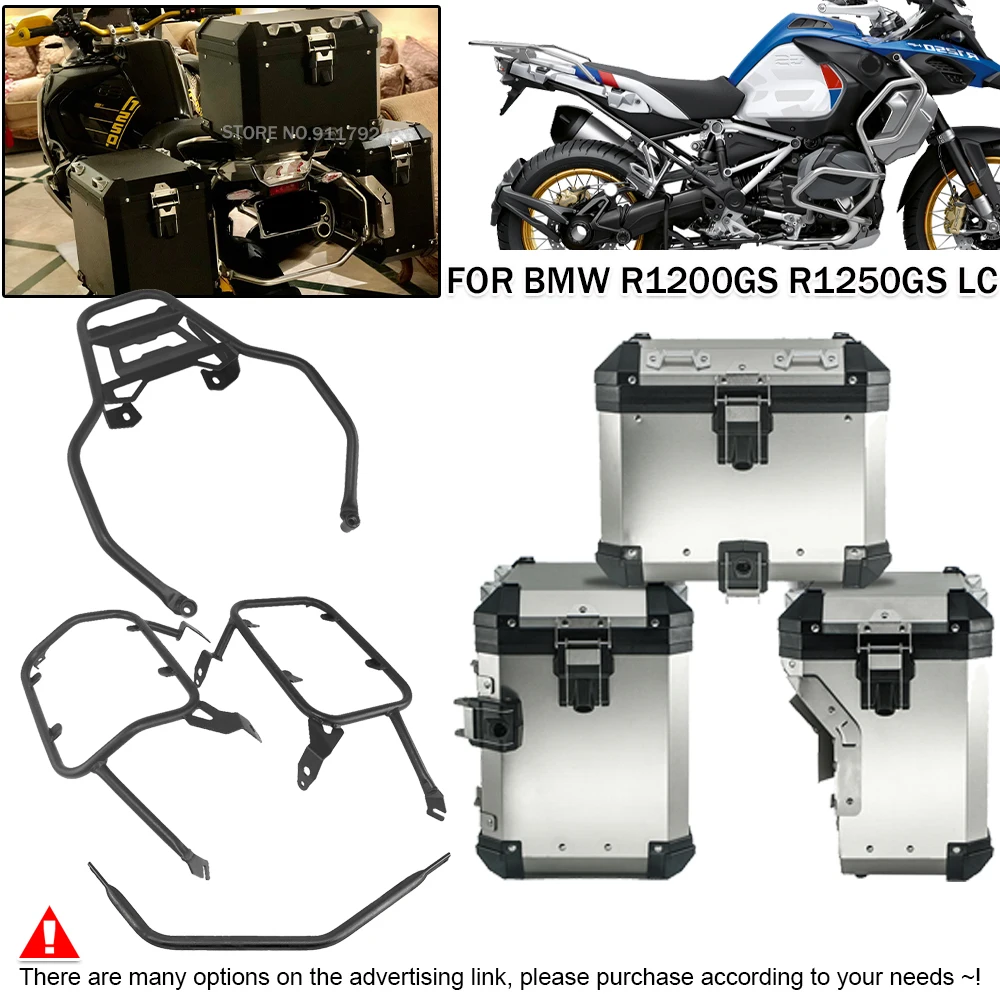 Motorcycle Aluminum Panniers Top Box Luggage Rear Side Case Rack Bracket Support For BMW R1200GS R1250GS LC Adventure 2013-2023