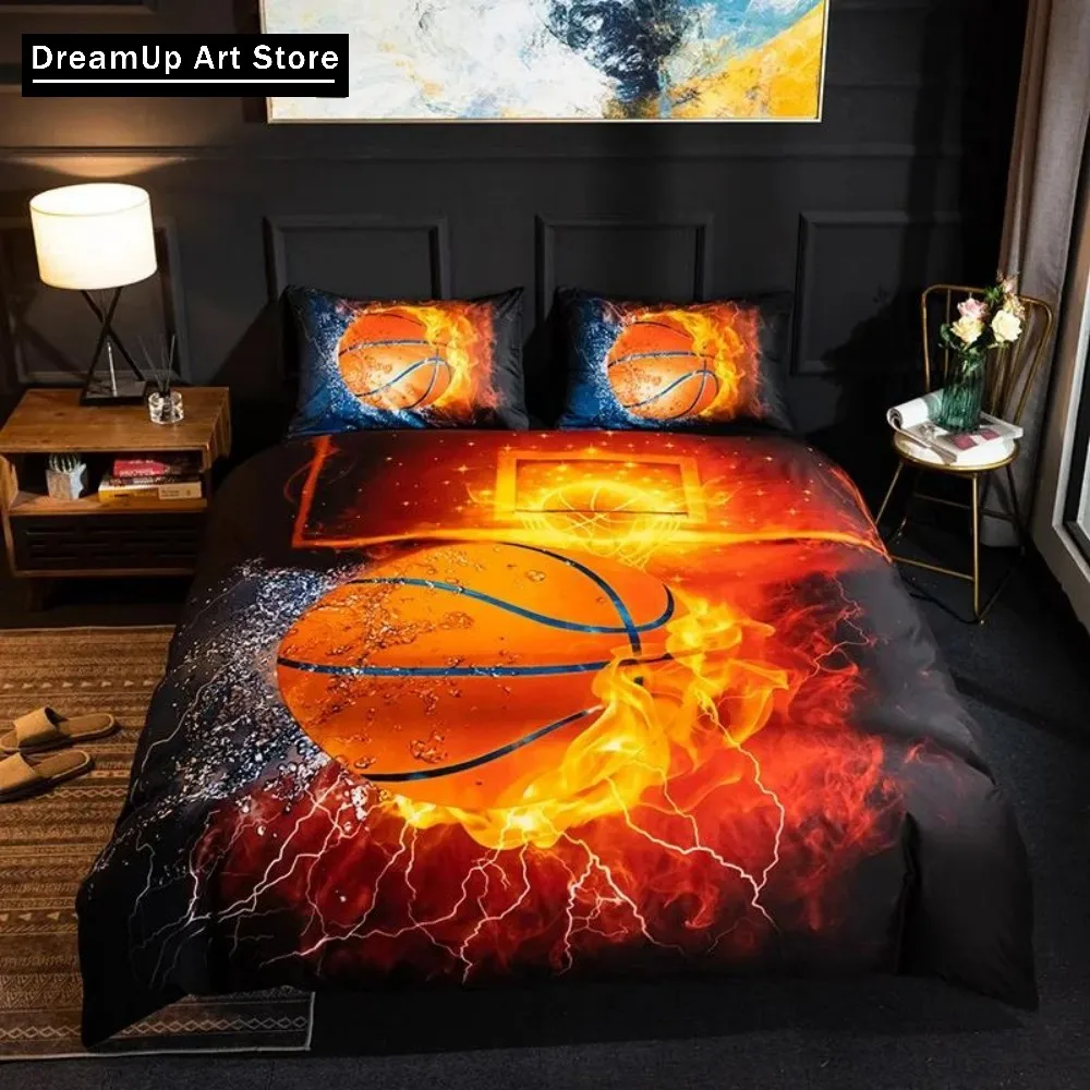 Ball Football Basketball Sports Bedding Set Duvet Cover Bed Set Quilt Cover Twin Single Queen King Size Boys Adult Home Textile