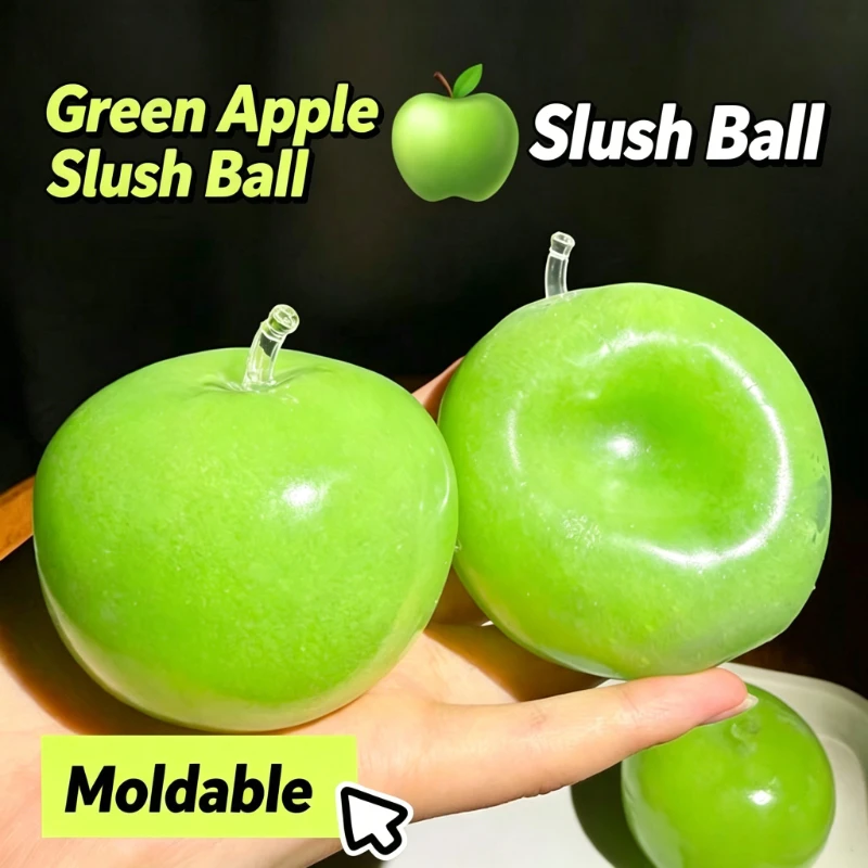 Squishy Grüner Apfel Formbarer Stressball Slushy Ball Squishy Fidget Sensorisches Spielzeug für ADHS Autismus Quetschspielzeug für Erwachsene Geschenk