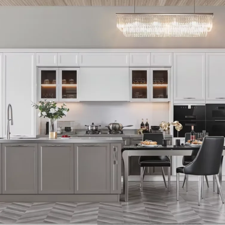 

Modern stainless steel kitchen cabinet island furniture full kitchen