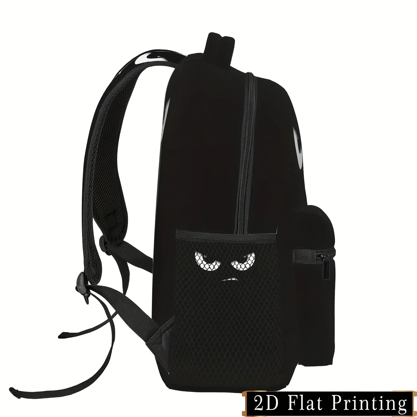 Custom Angry Face Print Backpack Lightweight DualShoulder Casual Sports Bag With Zipper Closure, IPad & Laptop Compatible