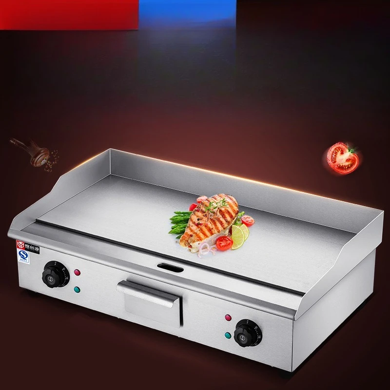 Máquina de tortitas, horno de parrilla eléctrico comercial, huevo frito, calamar, arroz frito, máquina de carne frita