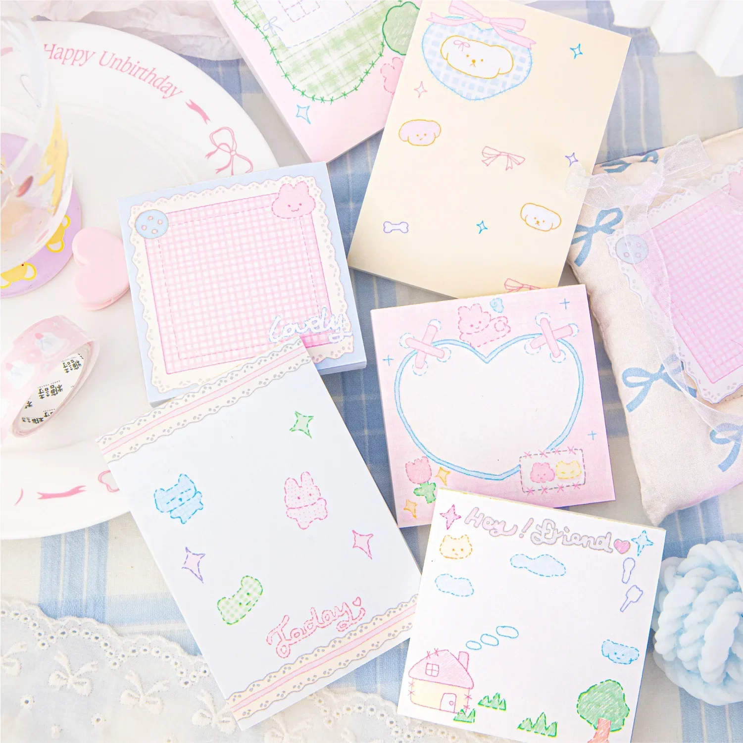 80pcs Cute Series Cute Girly Style Healing Graffiti Notebook Base Message Note Paper  Sticky Notes  Kawaii Stationery