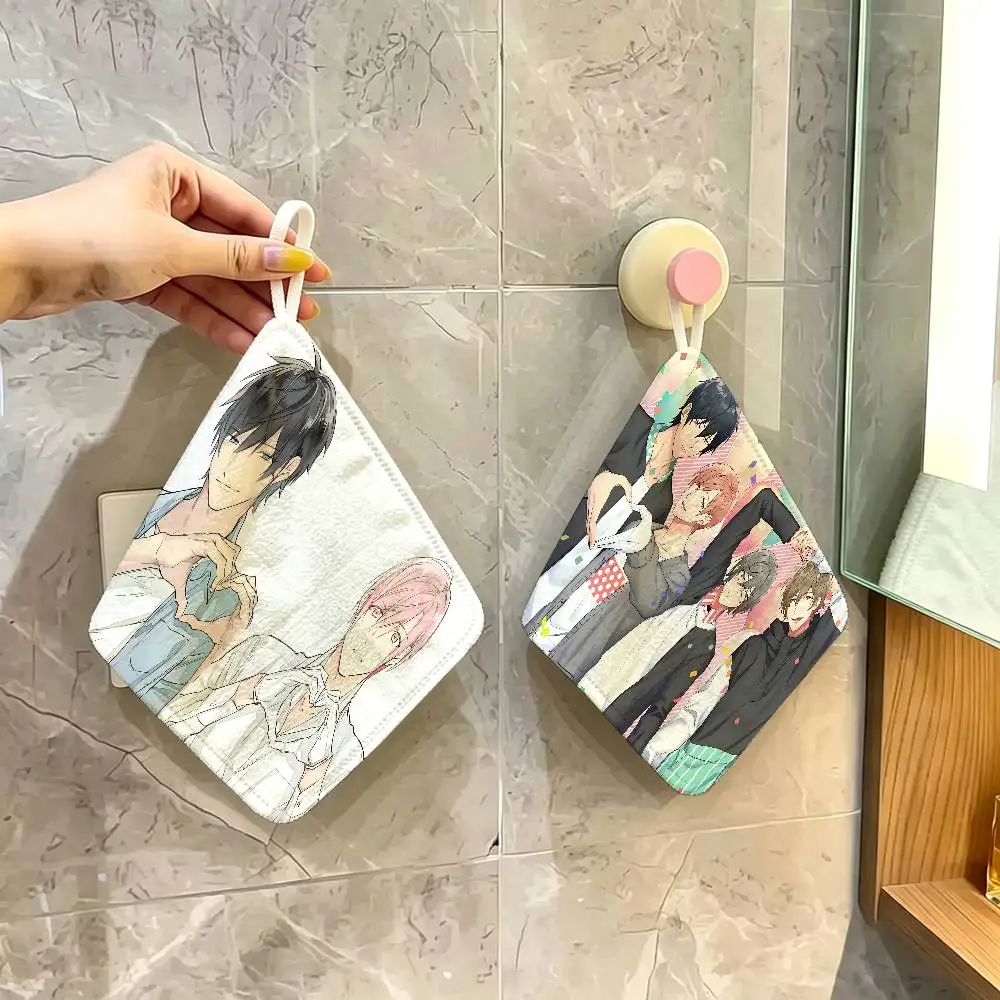 Anime T-Ten CountS Hanging Kitchen Towel, Polyester Cotton Fabric, Absorbent Hand Wiping Towel for Home Dormitory