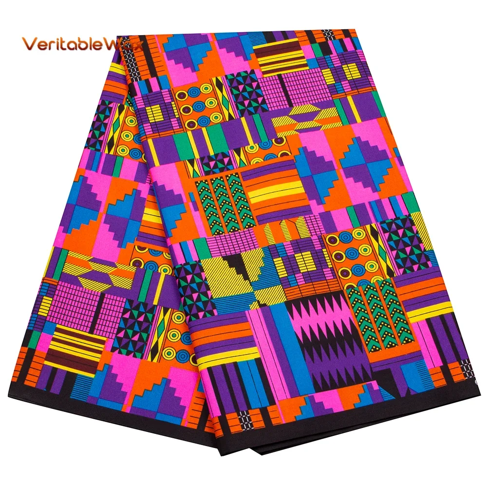 Veritablewax Kente  Africa Ankara Prints Batik Wax Fabric African Dress Craft DIY Sewing Textile Polyester Nigeria Tissu FP6518