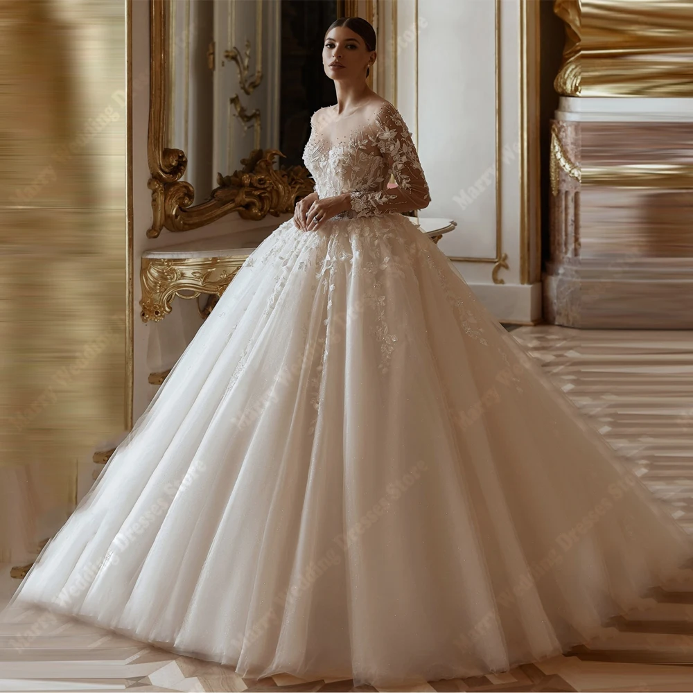 

Graceful A-Line Wedding Dresses Sweetheart Collar Sleeveless Lace Appliques Bridal Gown Generous Vestidos Para Mujer Customized