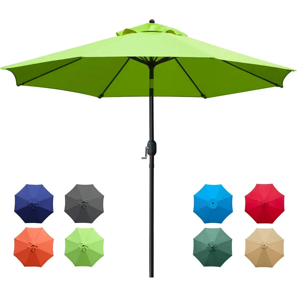 

9Ft Patio Umbrella Outdoor Table Umbrella With 8 Sturdy Ribs (Grass Green)