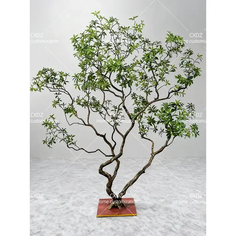 Boutique-level simulated horse drunken wood green plant landscaping window plant indoor banyan tree decorative tree large