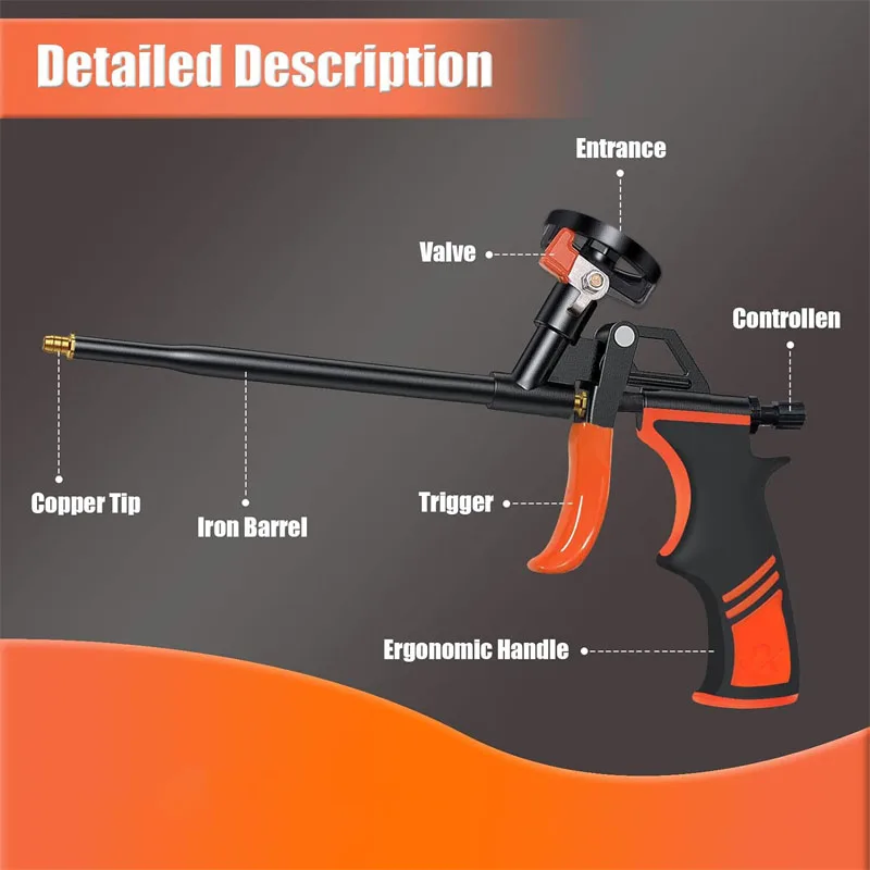 Imagem -04 - Pistola de Calafetagem de Mão sem Limpeza com Aplicador Ptfe Espuma Spray para Isolamento de Vedação de Enchimento Espuma Expansível pu