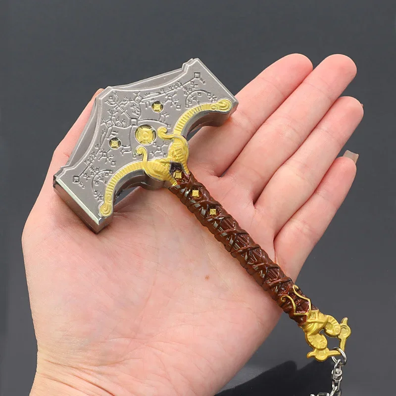 The Hammer of Thor Sword Model Keychain for Boys, Periferia de Jogo, God of War, Material Metálico, Brinquedos de Arma, 13cm, Presentes de Jogo