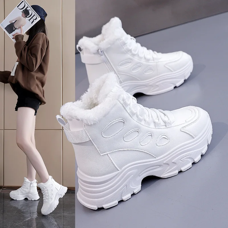 

Winter New Fleece Lined Warm Dad Shoes Women's Versatile Casual Thick Bottom Sports Shoes Cotton Shoes Business Casual Shoes