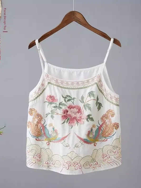 Gilet ricamato Sle cinese Abbigliamento interno da lavoro pesante Boting Top Trendy etnico Loose Fit Estate 2025 Faion da donna