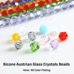 4mm Crystal Glass Bicone Beads Faceted Loose Beads for DIY Bracelet Necklace Jewelry Making Craft Supplies 80-85pcs