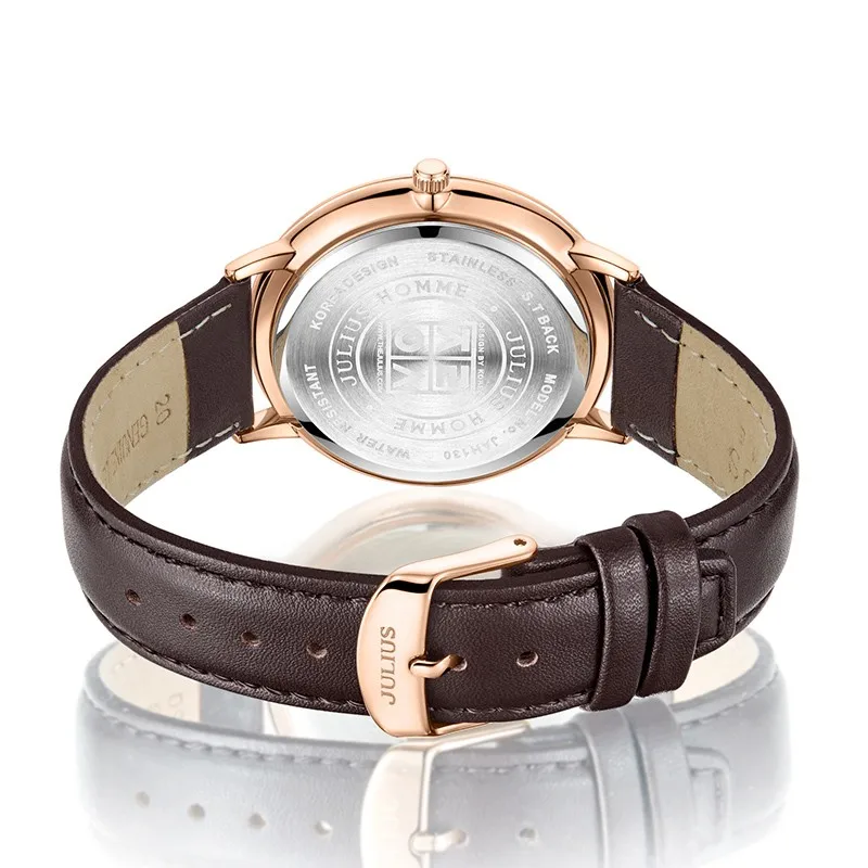 Imagem -03 - Relógio de Quartzo de Couro Real para Homens Pulseira de Presente Masculino Caixa Julius Data Automática Moda Japonesa Horas Moda Fina Aço Inoxidável