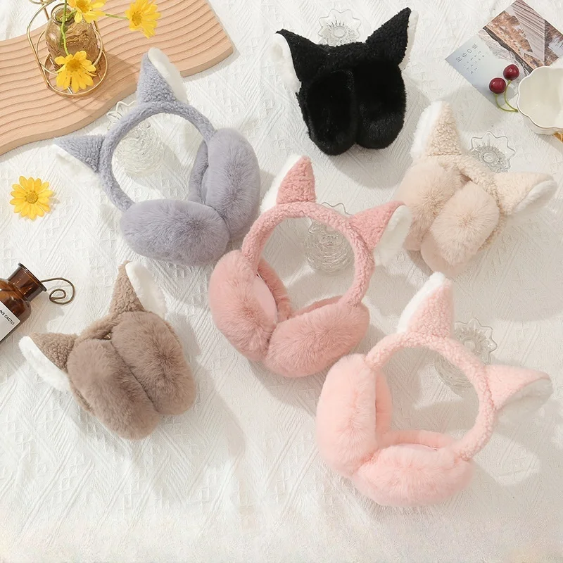 Cute Elf Cat Ear Earmuffs Women Winter Warm Ear Warmer Thermal Plush Headphones Earflap Outdoor Cold Protection Fluffy Ear Cover