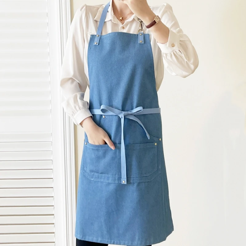 

Blue Denim Apron Barista Cafe Bartender Bakery Pastry Chef Uniform Restaurant Bistro Hotel Coffee Bar Florist Workwear B10