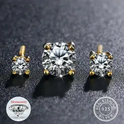 Real 0.1-1 Carat D Color Moissanite Earrings For Women 100% 925 Sterling Silver Earring 2024 Trend Wedding Jewelry 585 Rose Gold