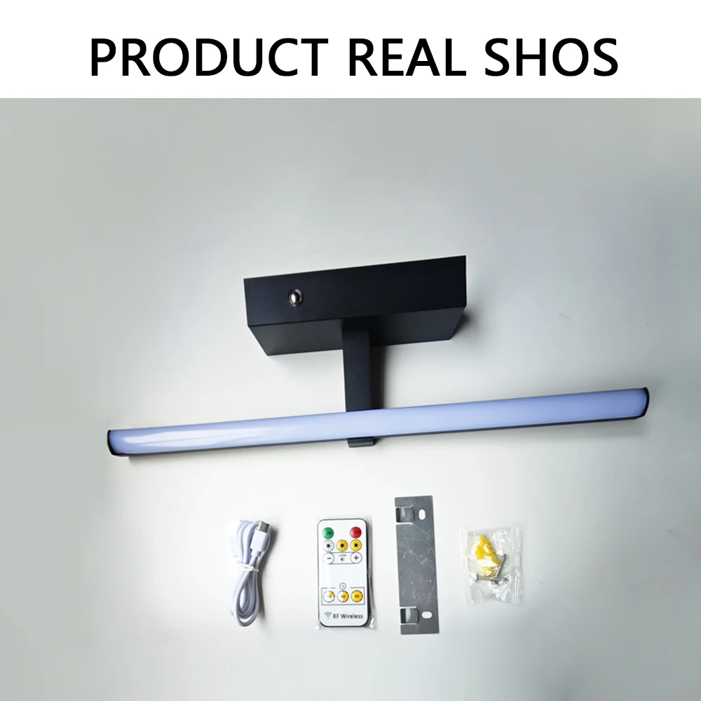 Bathroom LED Rechargeable Wall Light Linear Unlimited Dimming Touch Switch Bedroom Mirror Front Light Remote Control Modern Home