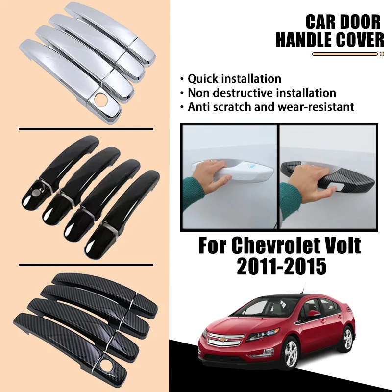 

Door Handle Cover For Chevrolet Volt 1 MK1 2011-2015 2012 2013 2014 Black Carbon Fiber Chrome Car Accessories Catch Rustproof