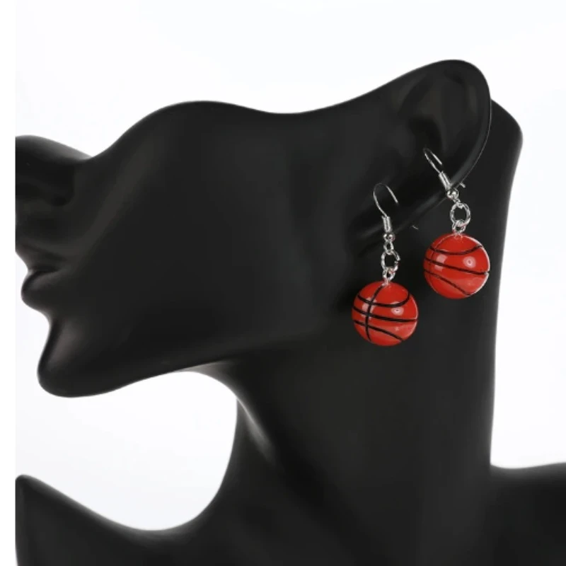 Fashionable Sports Style Earrings Mini Basketball Simulation Resin Earrings Women's Birthday Gifts Jewelry Accessories