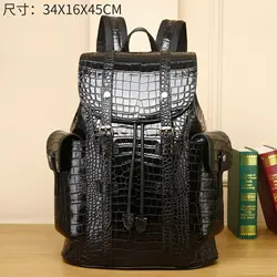 New Crocodile Belly Pattern Large Capacity Travel Backpack Female Genuine Leather High Men's Bag Trendy Males Bags For Teenagers