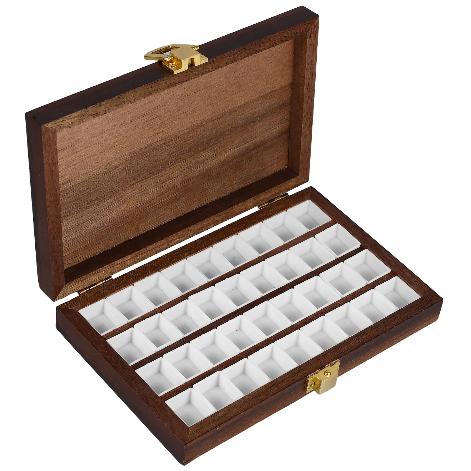 

1Set Wooden Watercolor Pigment Box 36-Grids Compact Portable Palette Case Outdoor Painting Artists Students Travel Mixing Tray