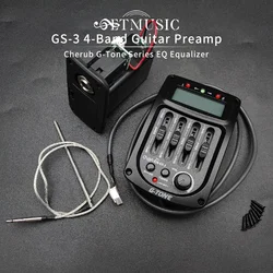 Cherub G-Tone Series Acoustic Guitar Preamp GS-3 Piezo Pickup 4-Band EQ Equalizer LCD Tuner Black