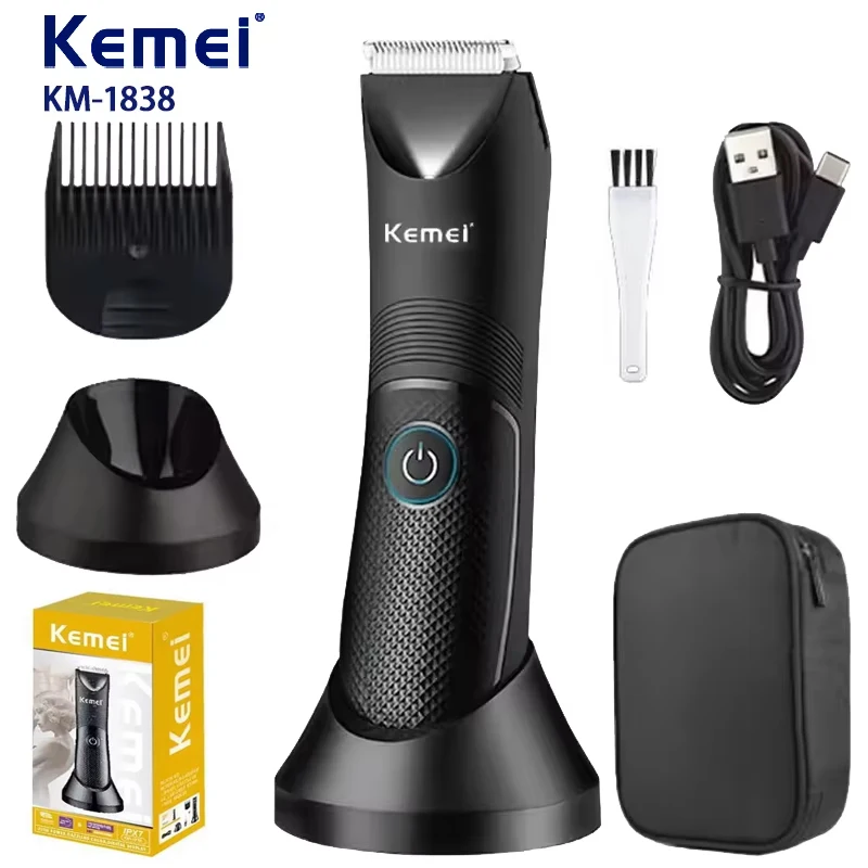Kemei KM-1838 Groin Area Hair Trimmer Lawn Mower Ceramic Blade Waterproof Wet Dry Clippers Pubic Armpit Body Hair Hygiene Razor
