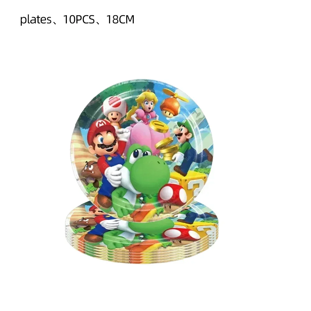 Super Trendige Mario Bros Geburtstagsdekorationen Party-Zubehör Tischdecke Pappbecher Teller Servietten Tasche Set Einweg-Tischgeschirr – Detail 3