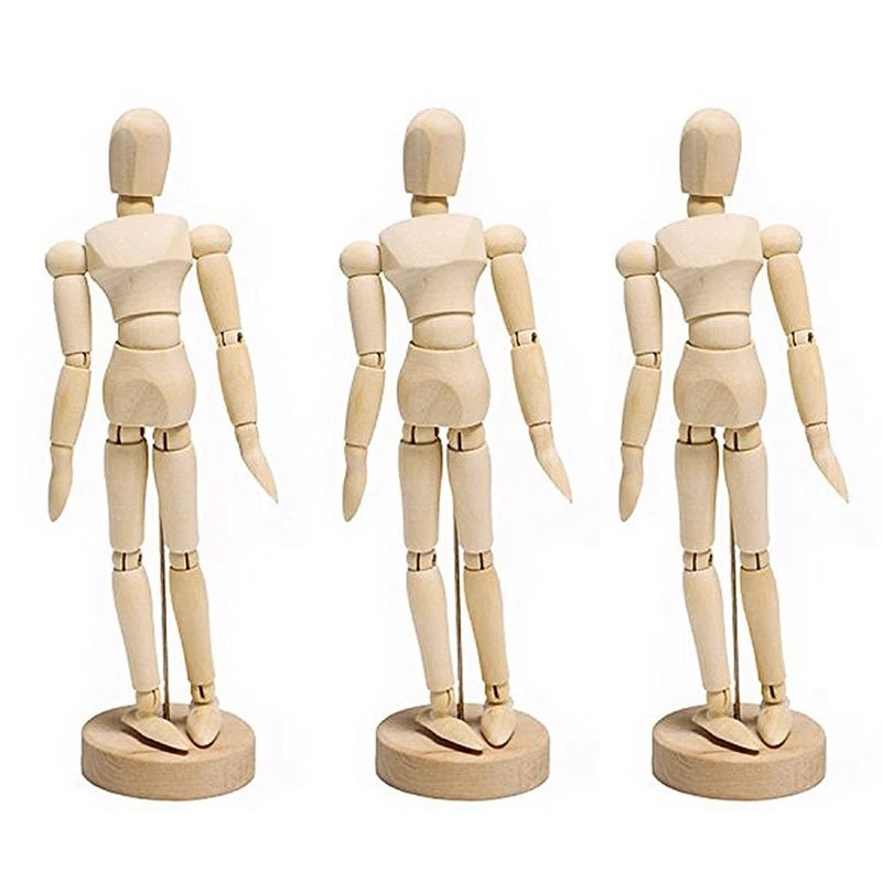 TEXU 3X Wooden Drawing Draft 14 Various Poses Produced Drawing Material Movable Model 14 Cm