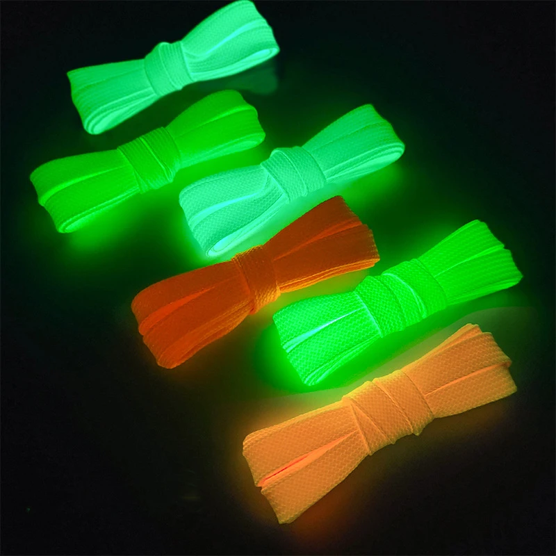 1 Pair Luminous Shoelaces Party Night Cool Fluorescent Shoelaces Suitable for Flat Laces of All Shoes Unisex 6 Colors