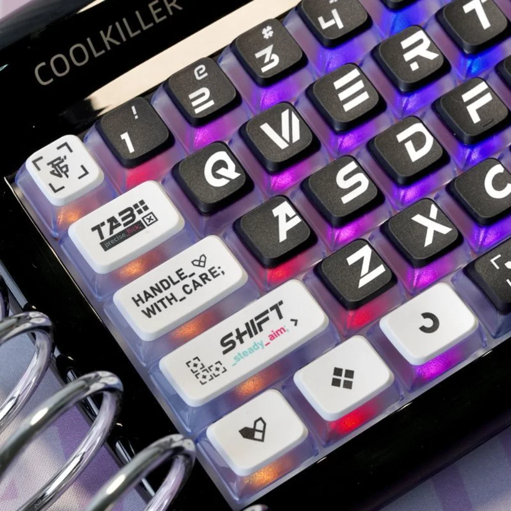 121 Key Quad Transparent Pudding Keyboard Cap with Printed OEM Profile Adapts To Cherry MX 61 68 104 Mechanical Keyboards