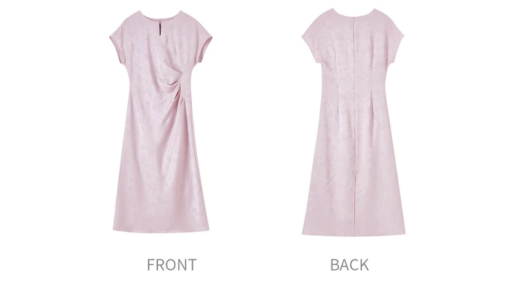 SENTUBILA Damen-Sommerkleider 2026 im chinesischen Stil, elegantes Jacquard-Midikleid mit Cut-Outs, Rundhalsausschnitt, Satin, kurze Ärmel, Q52LB2421 – Detail 36