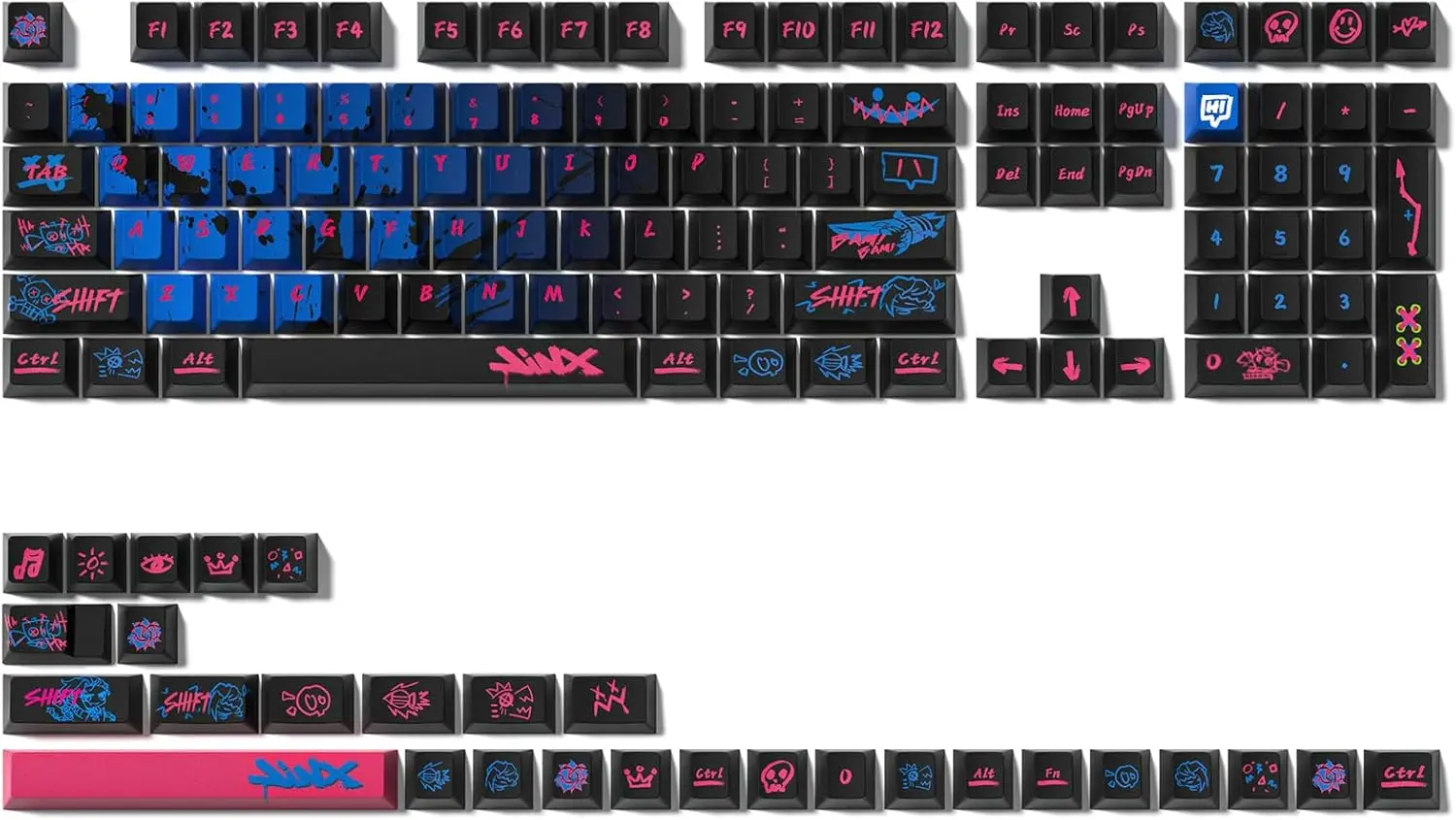 PBT Keycaps  Cherry Profile and High Contrast Custom Keyboard Key Caps for 60 65 75 100 Percent (137 Keycap Set)