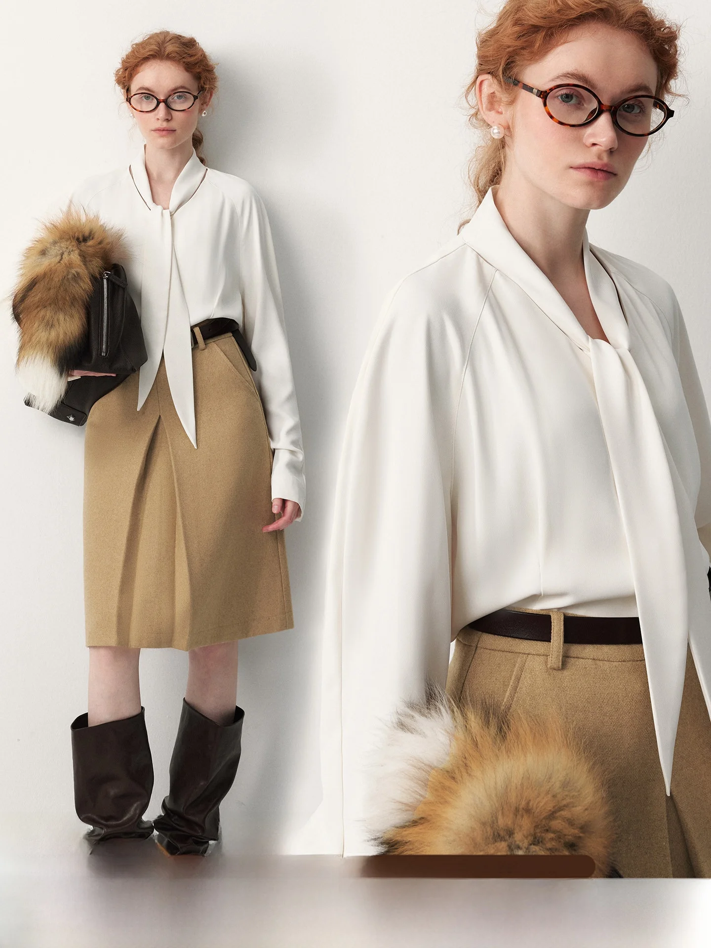 

plus White irt with Tie Pearl Button No Ironing Commute Long Sve Women's Comfortable Breathable Polyester Blend