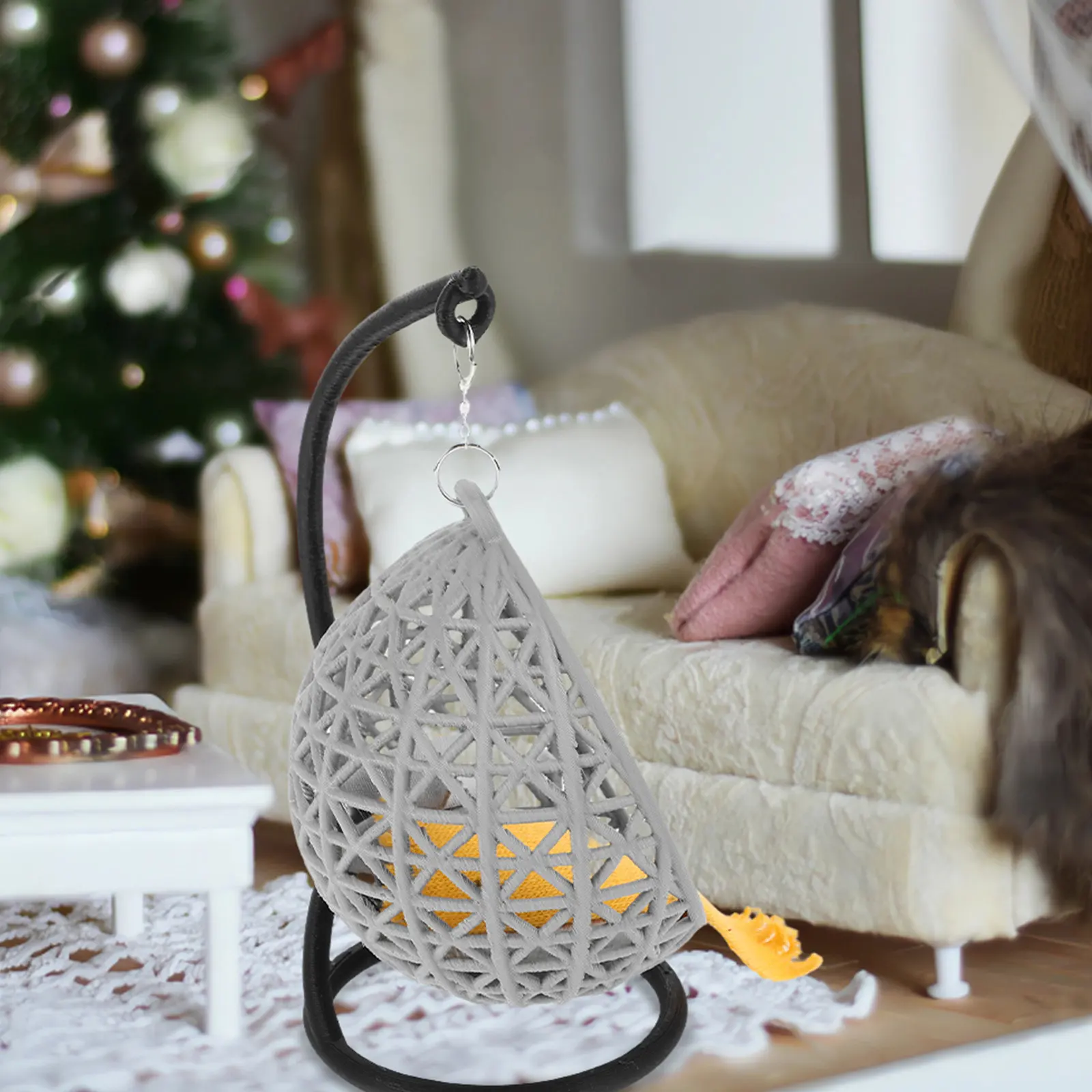 

Miniature Swing Chair for Dollhouse - Exquisite Handcrafted Micro Furniture with Realistic Details Ideal for DIY Sandbox Decor