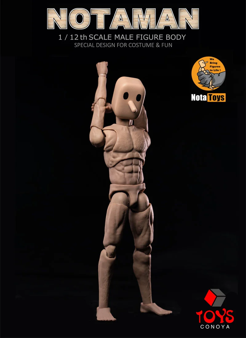 In Stock 1/12 NT-01 NT-02 NT-02W Notaman Square-headed Male Action Figure Joint Body Doll 6'' Male Soldier Flexible Body Model