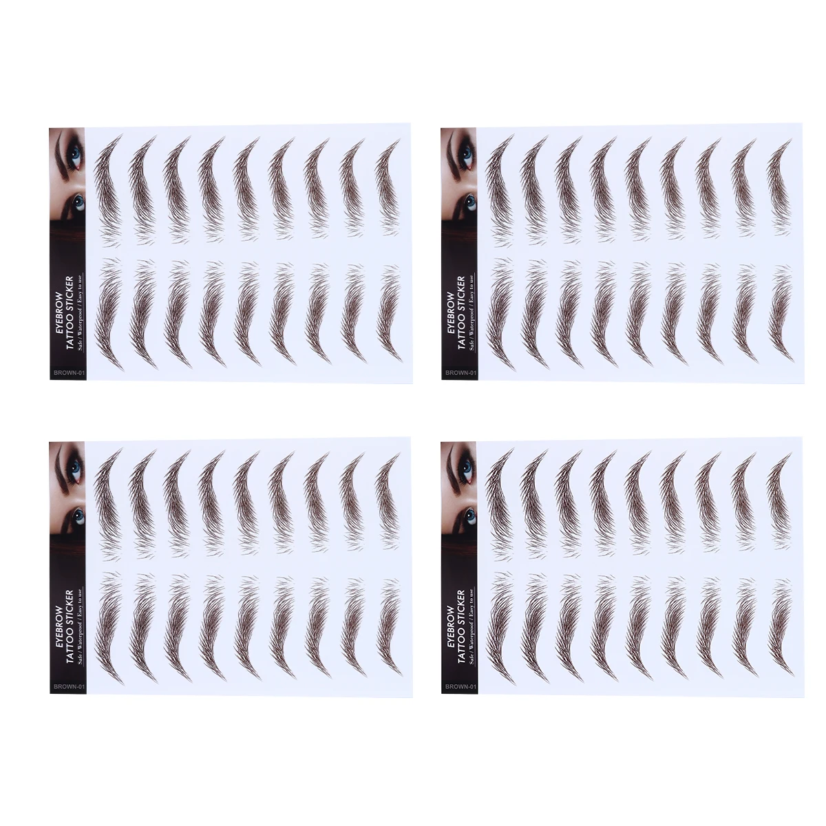 

4 Pcs Eyebrow Stencils Artificial Fake Eyelashes Tool Water Transfer Paper 6D Hair-Like Eyebrows Stickers False Cosmetics