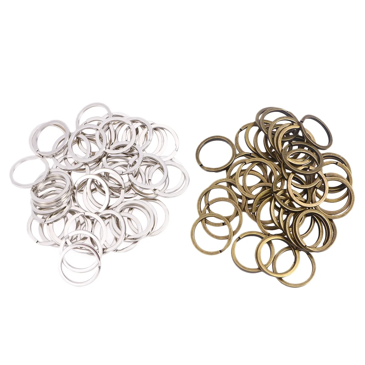 

100 Pcs Vintage Key Rings Flat Metal Split DIY Crafts Jewelry Making Accessories Project Organizer