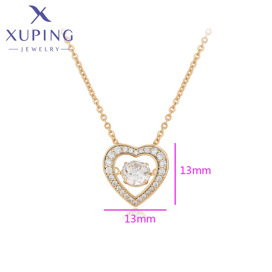 Xuping Jewelry Charm Fashion Stone Heart Romantic Pendant Necklace of Gold Color Women Exquisite Valentine's Day Gift X000876024