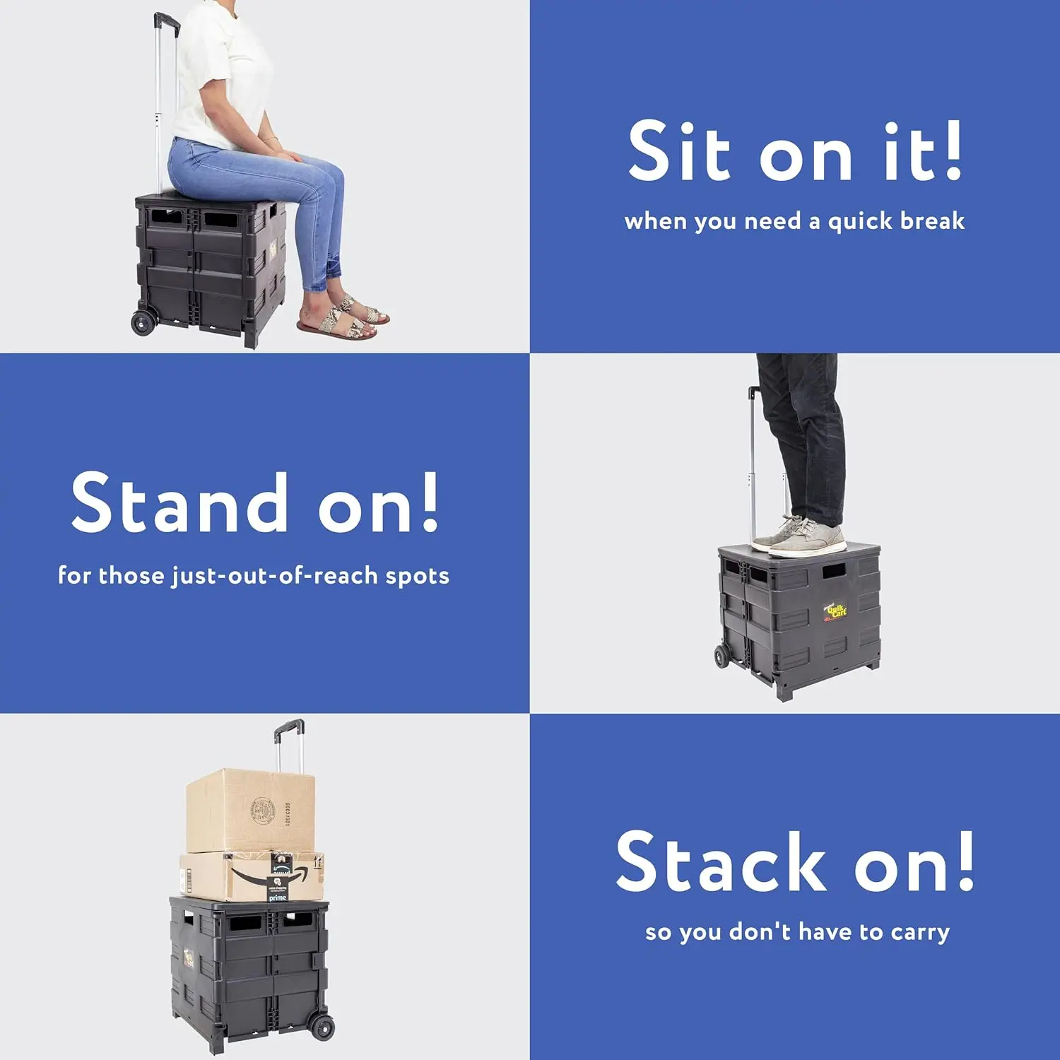 صندوق دوار قابل للطي بعجلات، سعة 80 رطلاً، بلاستيك عالي التحمل، أسود - مثالي للمعلمين والاستخدام المكتبيين #3