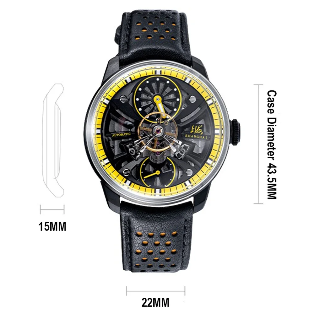 Shanghai Automatic Watch Tourbillon Watches Men Luxury Mechanical Wristwatches 43mm Top Brand Clocks SH922 Dome Sapphire Glass