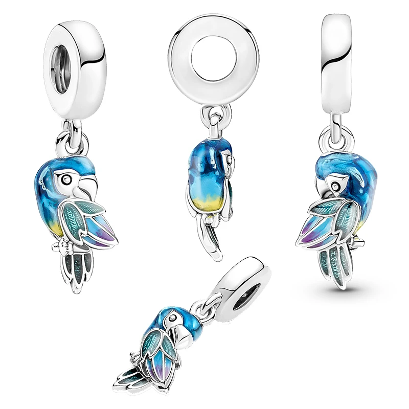 PAMELA 925 Sterling Silver Parrot Swallow Bird Charms Primrose Bird Bead Charm plata de ley 925 Original DIY For Bracelet Bangle