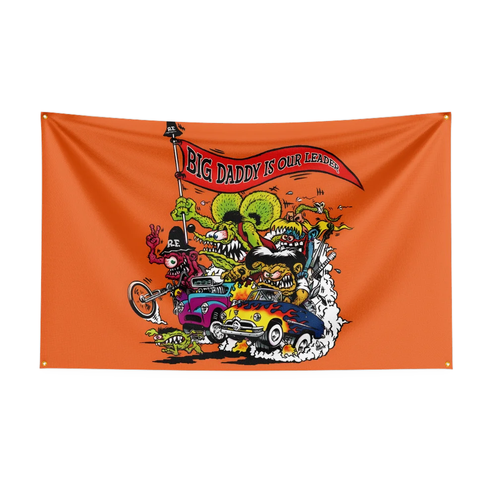 90X150CM 3X5FT S-R-rat-fi nk Car Flag Polyester Printed Racing Car Banner Customize Flags For Indoor Room Garage Decor