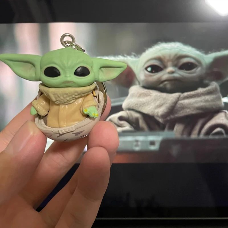 Funko Pop Keychain Star Wars Mandalorian Baby Yoda Series Doll Toy Silicone Bag Pendant Keychain Accessories Toy Children'S Gift