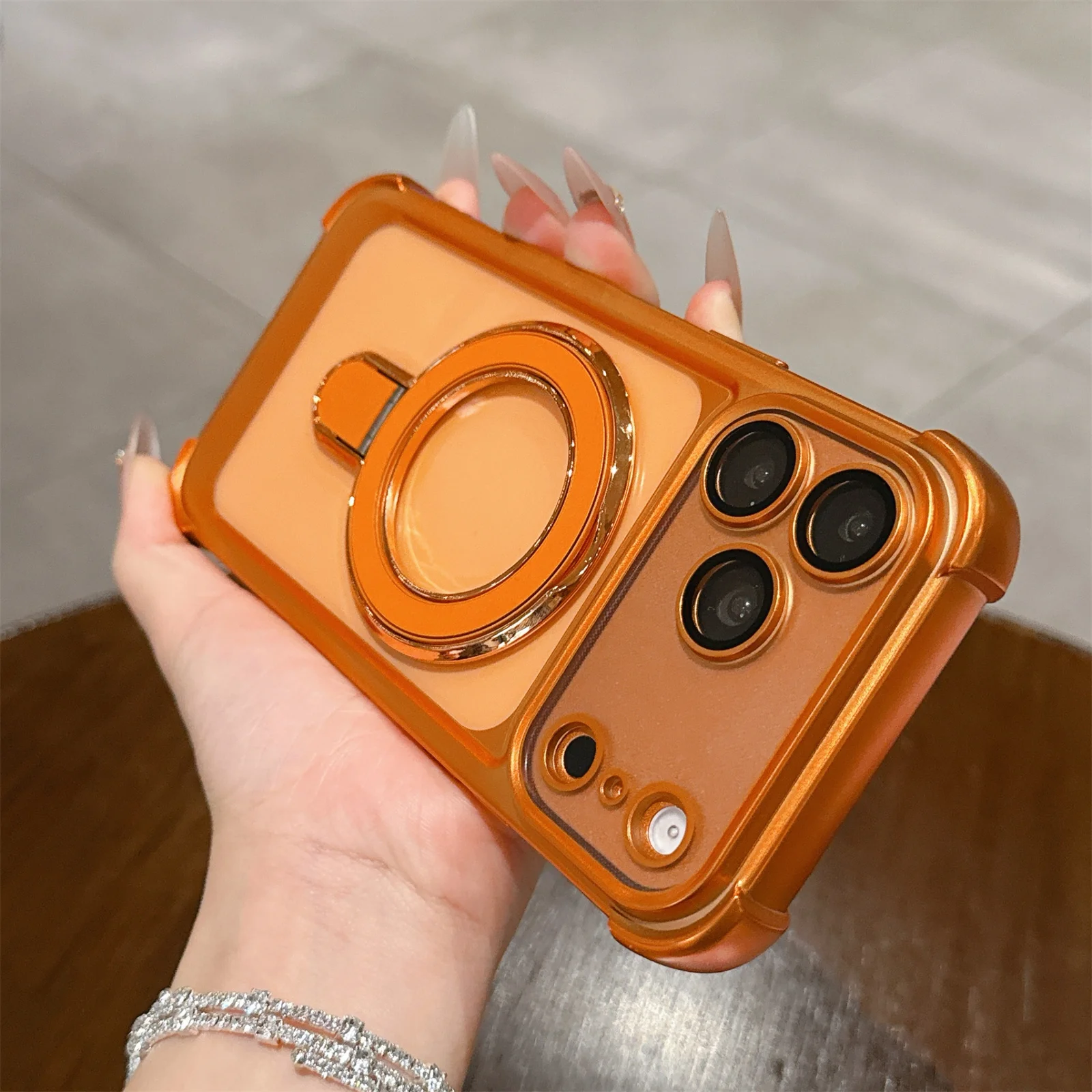 Magnetische Handyhülle für Apple iPhone 13 14 15 16 17 Pro Max Plus Schutzhülle mit Ständer Acryl Hart Slim für MagSafe