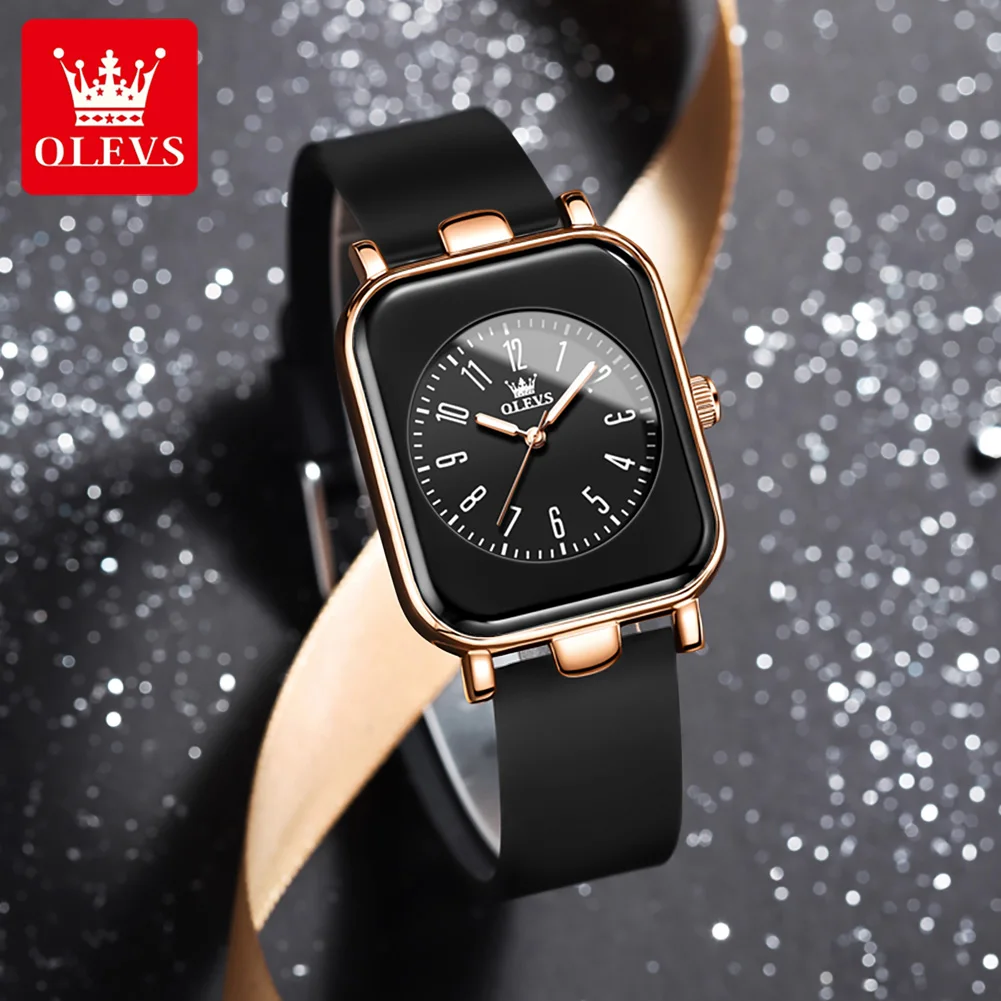 Imagem -06 - Olevs-relógio Quartz Impermeável Feminino Silicone Strap Clássico Casual Quadrado Mostrador Digital Luxo Original Moda