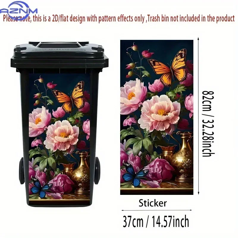 1pc of Trash Can Sticker, 37×82 Cm, Featuring a Vibrant Flower Field Design, Self-Adhesive Wallpaper for Decoration, Suitable